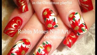 Pretty Christmas Flower Nails | DIY Red Poinsettia Nail Art Design