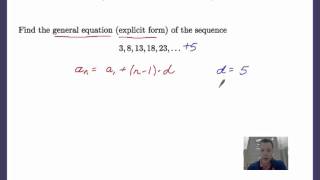 Explicit Formula Arithmetic Sequence