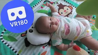 [VR180 5.7k] Baby Riley's play gym top view @ 3months | Vuze XR 180° 3D