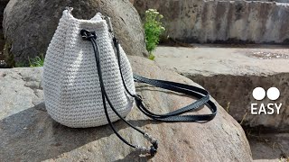 Easy Crochet Drawstring Bag | Crochet Bucket Bag Tutorial | ALENKA DIY