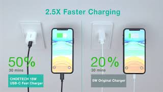 CHOETECH 18W PD 3.0 Fast iPhone Charger for iPhone 11/11 Pro/11 Pro Max/X/XS/XR, Pixel 4, iPad Pro