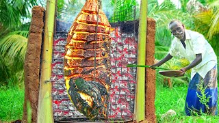 SPICY GIANT STONE FISH GRILLED RECIPE | ரூசியான முரட்டு அரக்கன் மீனில் கிரில் | Village Grandpa Show