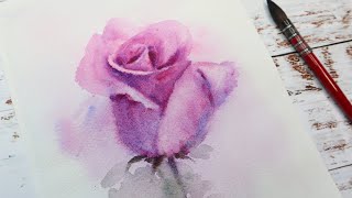 A ROSE BUD PAINTING STEP BY STEP WATERCOLOR TUTORIAL/ HOW TO/ WET ON WET /RELAXING PAINTING