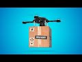 Drone transporting a cardboard package stock footage | stock video | Cinefootage