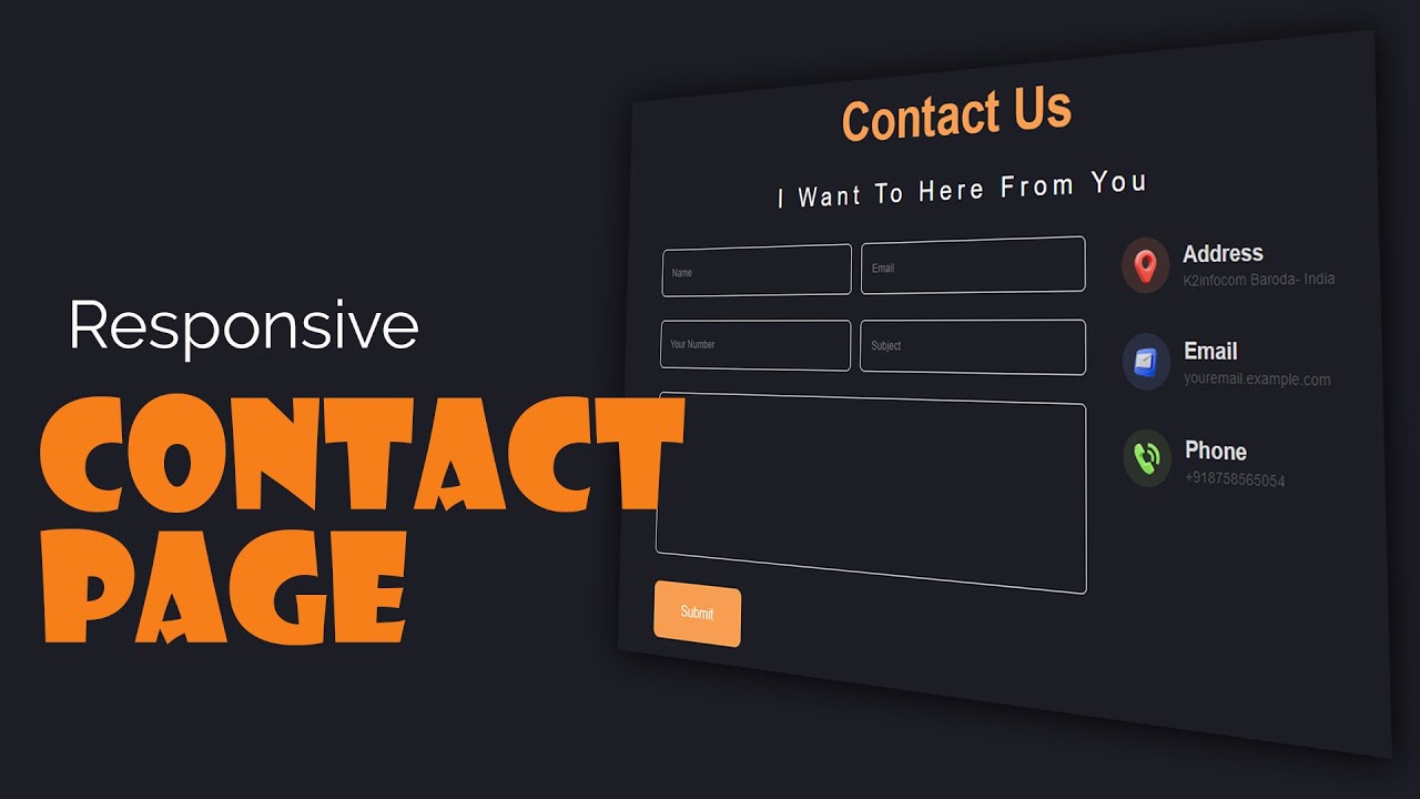 How To Design Responsive Contact Us Page Using HTML And CSS | HTML CSS ...