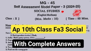 Ap 10th class social studies self assessment 3 model paper and answers 2025|10th fa3 social studies