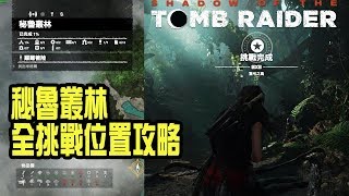 【Shadow of the tomb raider/古墓奇兵:暗影】秘魯叢林|全挑戰位置攻略|驚弓之鳥|採花大盜