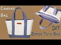 How to sew a zipper tote bag | DIY tote bag with zipper | tote bag sewing tutorial | canvas tote bag