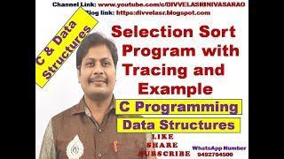 Selection Sort Program with Tracing || Selection Sort Program in C || Selection Sort with example
