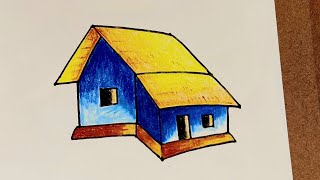 House Drawing / সহজ ঘর আঁকা পাঠ-৪ / How to draw a house easy for beginners / very easy house drawing