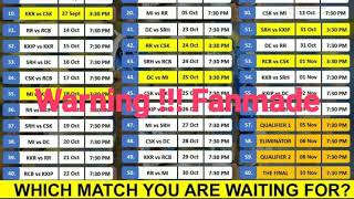 IPL 2020 UAE Schedule |Fanmade | 2020 Indian Premier League Fixture | IPL 2020 Time Table
