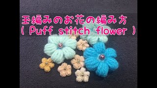 玉編みの花( Puff stitch flower )