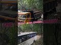 tipper truck and setc bus in sharp curve when the work in progress made beautiful journey