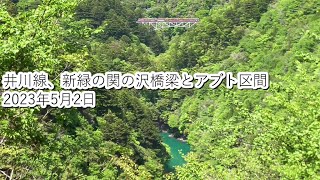 井川線、新緑の関の沢橋梁とアプト区間（2023・5・2）