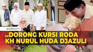 Momen Prabowo Bantu Dorong Kursi Roda KH Nurul Huda Djazuli di Surabaya