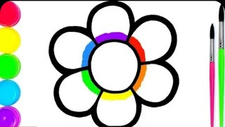 Glitter Rainbow flowers coloring and drawing for kids | Kids drawing | Kids video |Toy Art.