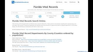 Florida Vital Records Search Online.