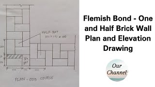 Flemish Bond- One and Half Brick Wall(Part-1) Elevation and Plan Drawing #trending #civilengineering