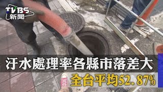 汙水處理率各縣市落差大　全台平均52.87%