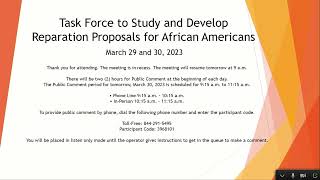 March 30, 2023 - Reparations Task Force Meeting Day #2 (Part 1 of 2)
