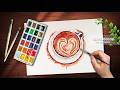 Amazing Cup Trick Watercolor Coffee Painting ☕🎨 Easy Art Tutorial #art #painting #coffee