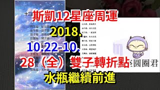 斯凱12星座周運2018.10.22-10.28（全）雙子轉折點，水瓶繼續前進，[星座運勢大全]