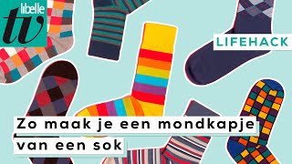 Maak binnen 1 minuut een mondkapje van een sok - Libelle Lifehack