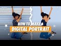 How to make FLAT ILLUSTRATION PORTRAIT: cartoon yourself tutorial based on a photo in procreate