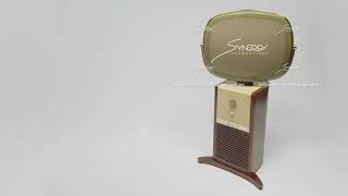 1804 Vintage Philco Predicta Pedestal right justified wide extreme high angle stock video footage