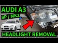 AUDI A3 8P - How To Remove Headlight Headlamp Removal Replacement 2004-2012