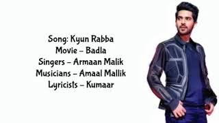 Kyun Rabba Full Song With (Lyrics) Armaan Malik