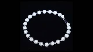 Sterling Silver Iced Out Moissanite Bead Bracelet 6mm Size