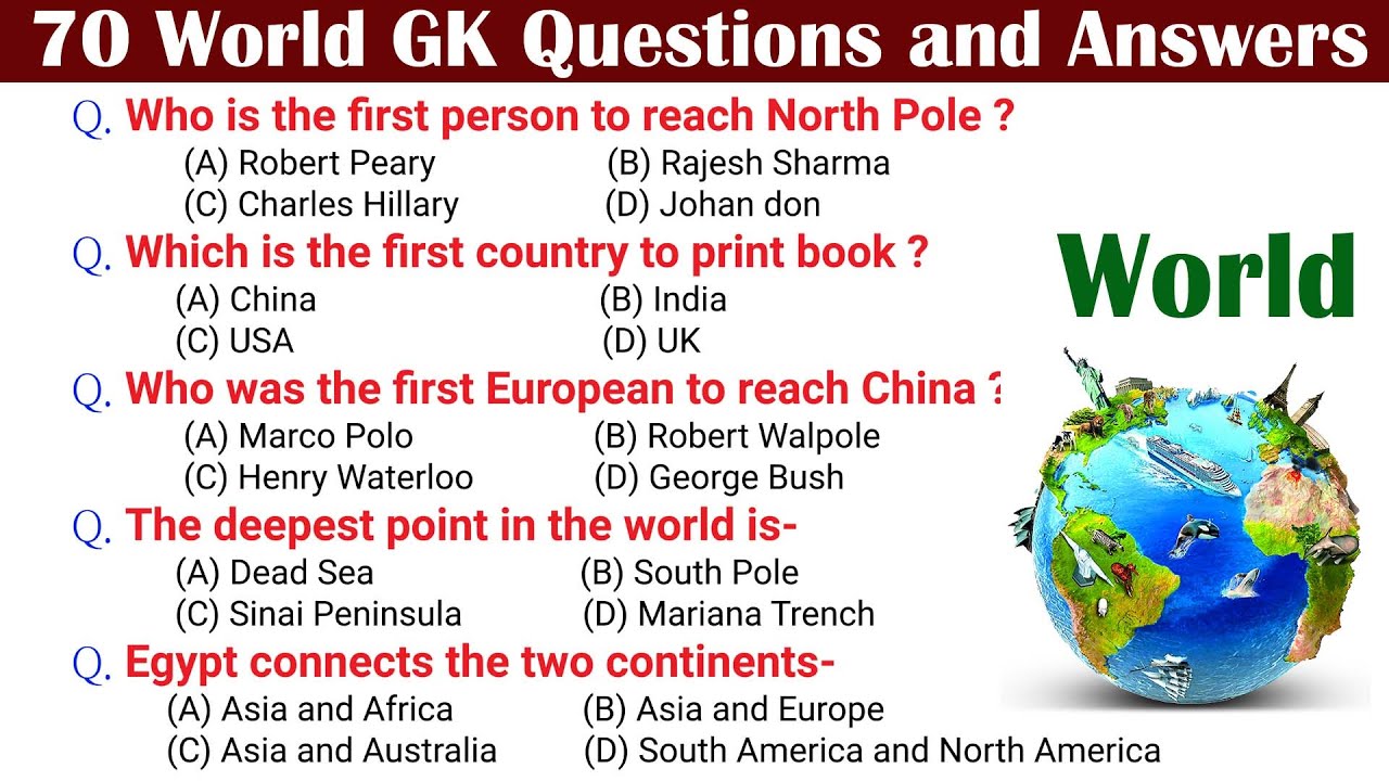 70 World Gk Questions And Answers For Competitive Exams World General