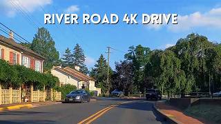 River Road 4K Scenic Drive | Bucks County Pennsylvania Driving Tour