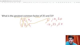 Greatest Common Factor of 20 and 50