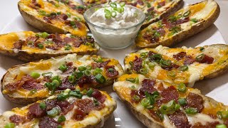 How to Make The Most Delicious, Crispy and Gooey Potato Skins! |  Baked Not Frie