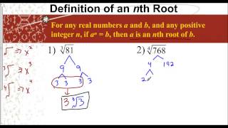 Lesson 7.4 - Simplifying nth Root Expressions (Numerical)