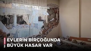 Çorum'daki patlamada hasara uğrayan bina görüntülendi