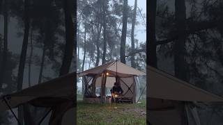 Relaxing rain under the tent while solo camping! #campinginheavyrain #shorts