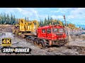 Transporting Caterpillar 993K With KOLOB 74760 On Muddy Road In SnowRunner Season 14 #snowrunner #4k