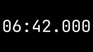 Countdown timer 6 minutes, 42 seconds [06:42.000] - White on black with milliseconds