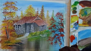 Landscape painting with Poster Colour in time lapse