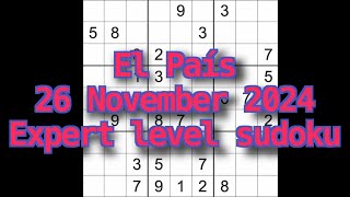 Sudoku solution – El País 26 November 2024 Expert level