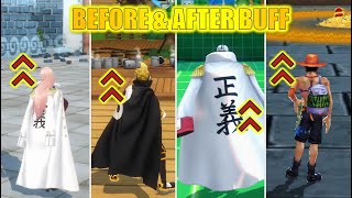 Before \u0026 After Buff Comparison of EX Akainu Ace Hina \u0026 Soba Mask in One Piece Bounty Rush OPBR