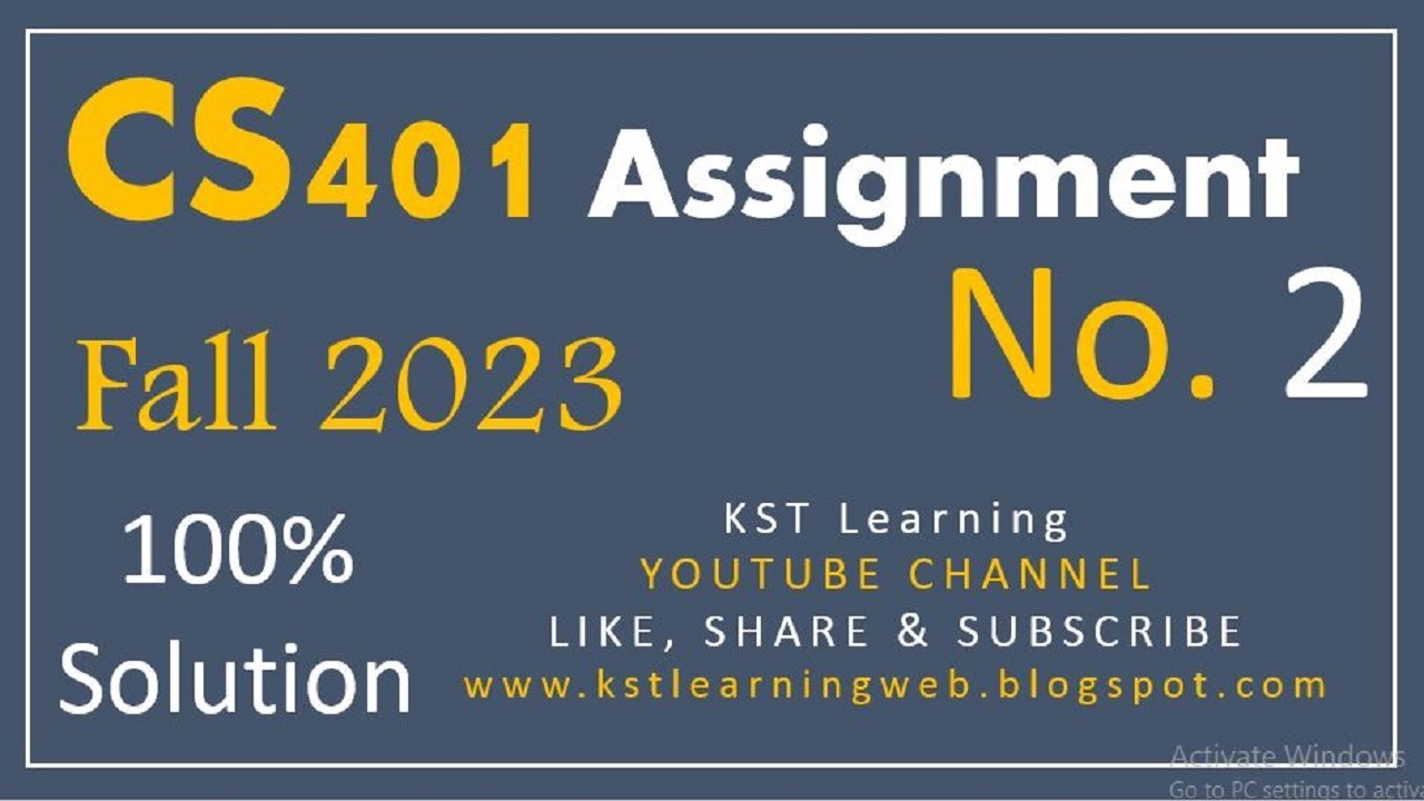 CS401 Assignment 2 Solution Fall 2023 CS401 Assignment No 2 Fall 2023 ...