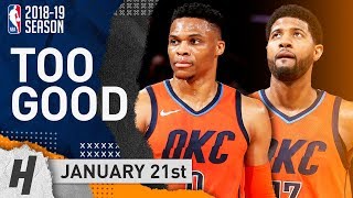 Russell Westbrook & Paul George SICK Highlights Thunder vs Knicks 2019.01.21 - 31 Pts for PG