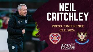 Neil Critchley on Hearts character, Beni impact and St Johnstone penalty