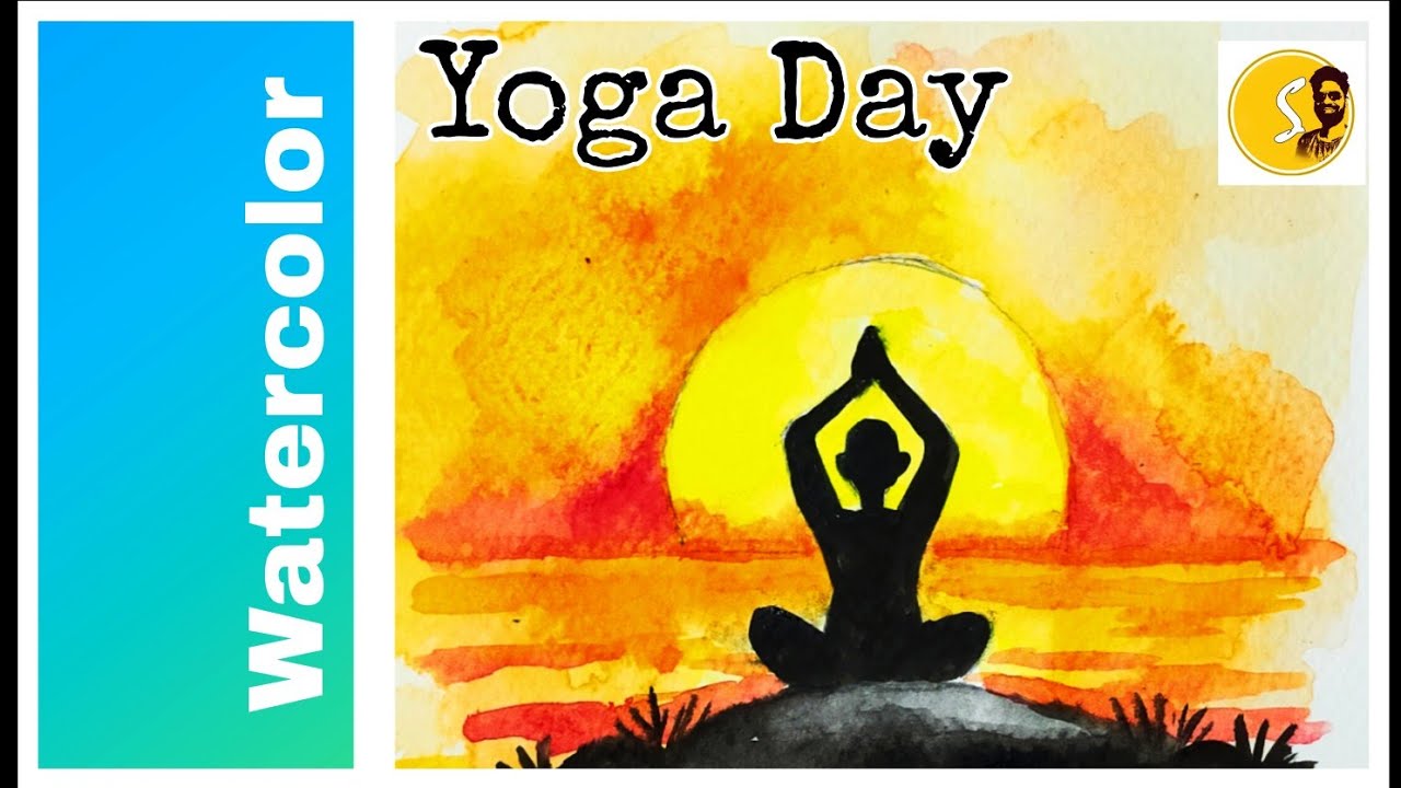 Yoga Day Painting Easy Watercolor Painting International Yoga Day