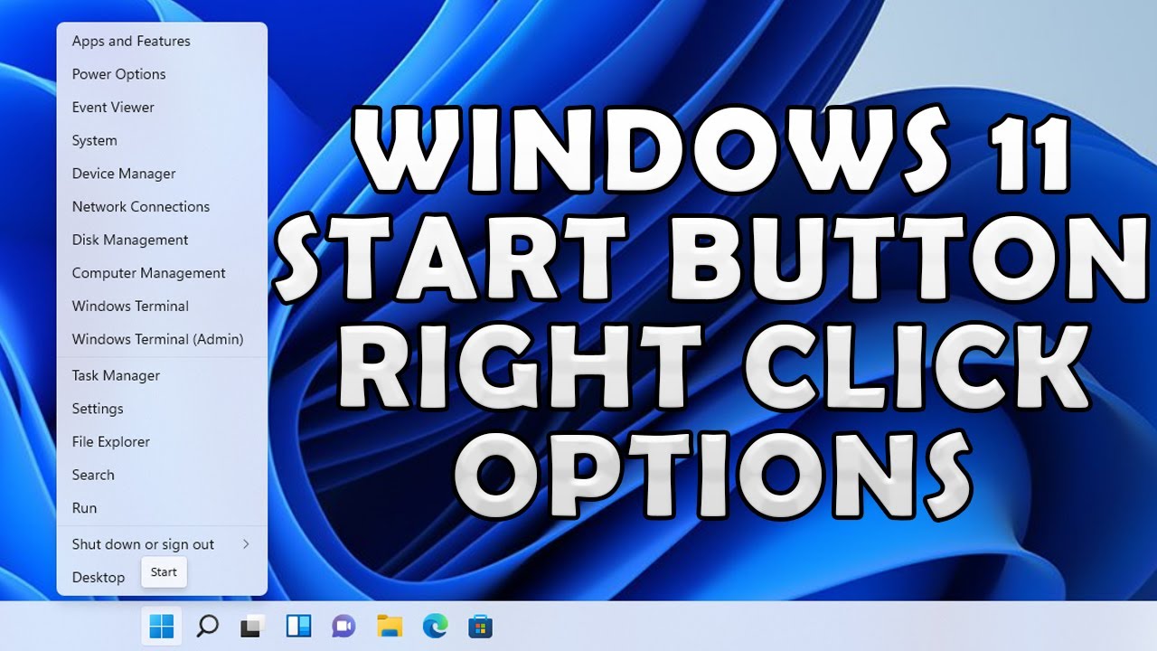 Windows 11 Start Button Right Click Options - YouTube