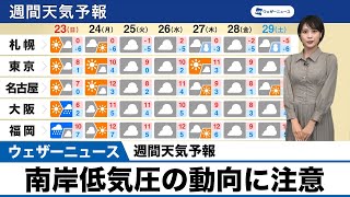 週間天気予報／南岸低気圧の動向に注意